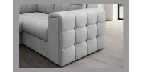 Canapé d’angle convertible MONTEZA gris gauche 299 cm avec coffre et couchage 
