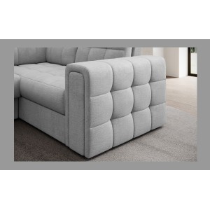Canapé d’angle convertible MONTEZA gris gauche 299 cm avec coffre et couchage 
