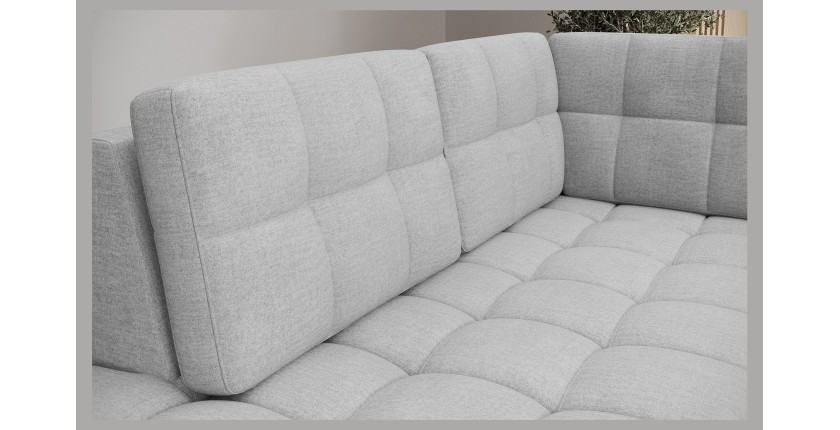 Canapé d’angle convertible MONTEZA gris gauche 299 cm avec coffre et couchage 