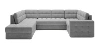 Canapé d’angle convertible MONTEZA gris gauche 299 cm avec coffre et couchage 