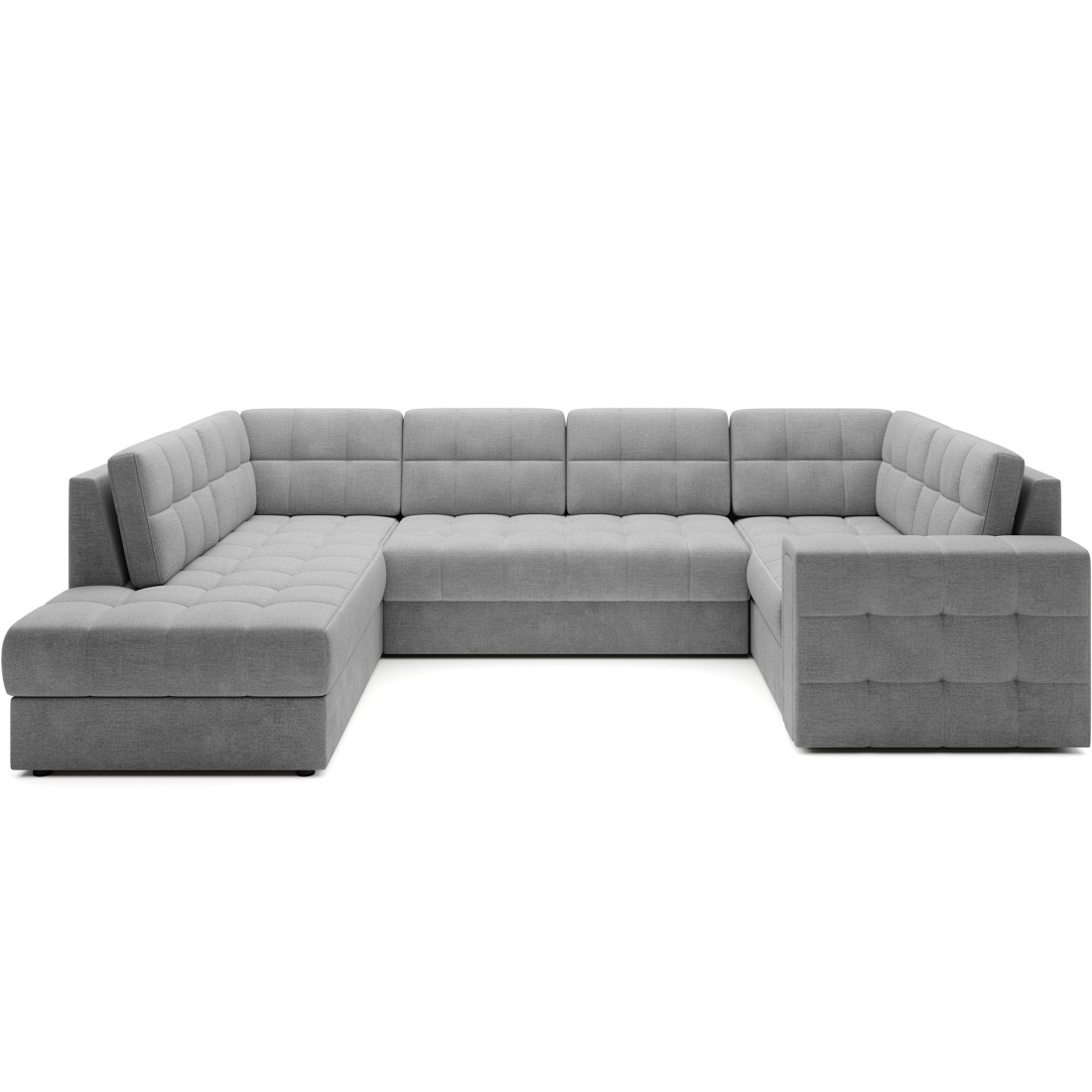 Canapé d’angle convertible MONTEZA gris gauche 299 cm avec coffre et couchage 