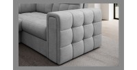 Canapé d’angle convertible MONTEZA gris gauche 299 cm avec coffre et couchage 