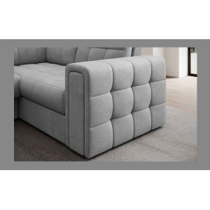 Canapé d’angle convertible MONTEZA gris gauche 299 cm avec coffre et couchage 
