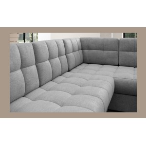 Canapé d’angle convertible MONTEZA gris gauche 299 cm avec coffre et couchage 
