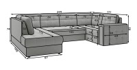 Canapé d’angle convertible MONTEZA gris et noir gauche 299 cm avec coffre et couchage 
