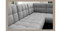 Canapé d’angle convertible MONTEZA gris et noir gauche 299 cm avec coffre et couchage 