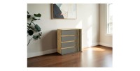 Kast met 1 deur en 4 laden - eik en grijs - Collectie NEMO