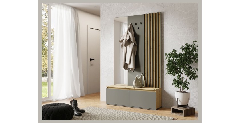 Conjunto de muebles de entrada con perchero y espejo + cómoda - Colección NEMO