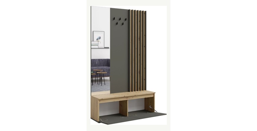 Conjunto de muebles de entrada con perchero y espejo + cómoda - Colección NEMO