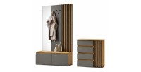 Ensemble meuble d'entrée avec porte-manteau et miroir + commode - Collection NEMO