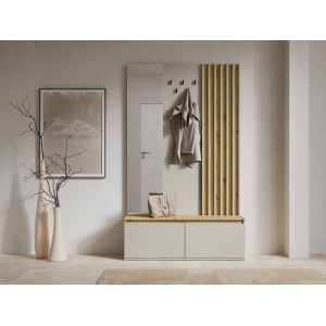 Meuble d'entrée NEMO beige cachemire mis en situation