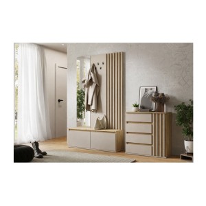 Meuble d'entrée NEMO beige cachemire vu avec la commode