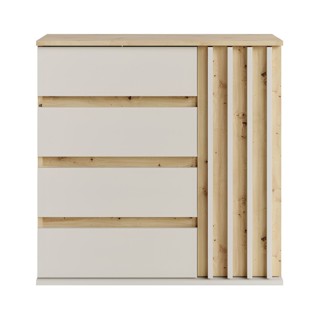 copy of Kommode mit 1 Tür und 4 Schubladen - Eiche und Grau - Kollektion NEMO