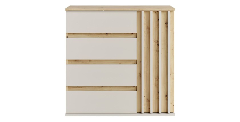 Commode d'entrée NEMO beige cachemire et chêne clair