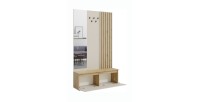 Meuble d'entrée NEMO beige cachemire et chêne clair ouvert