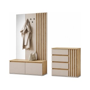 Ensemble d'entrée NEMO chêne clair et beige cachemire