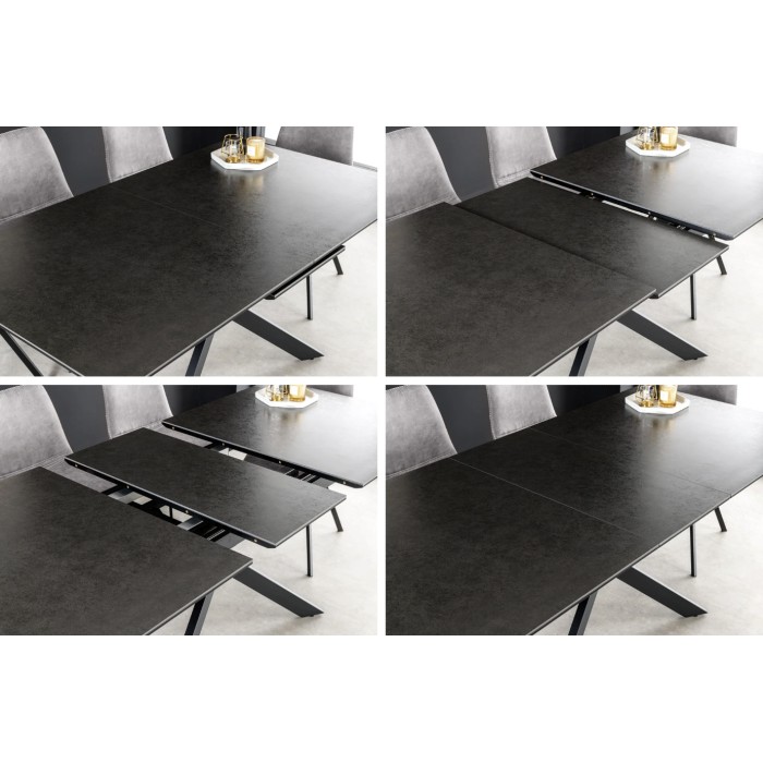 Zoom sur le système d'extension de la table ARAVIS noire extensible