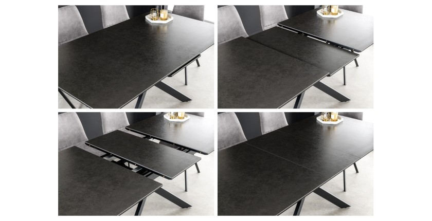 Zoom sur le système d'extension de la table ARAVIS noire extensible
