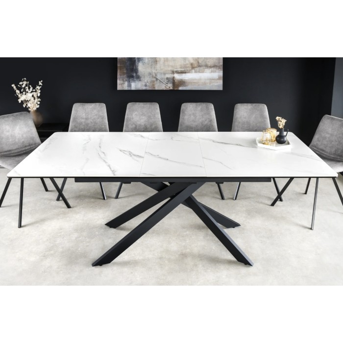 Table ARAVIS blanche extensible vue de face