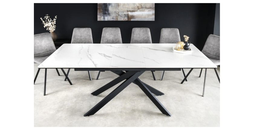 Table ARAVIS blanche extensible vue de face