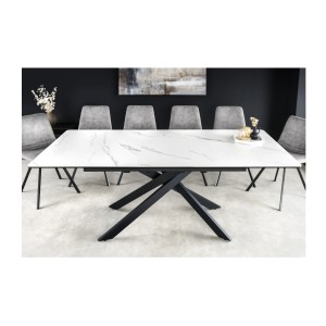 Table ARAVIS blanche extensible vue de face