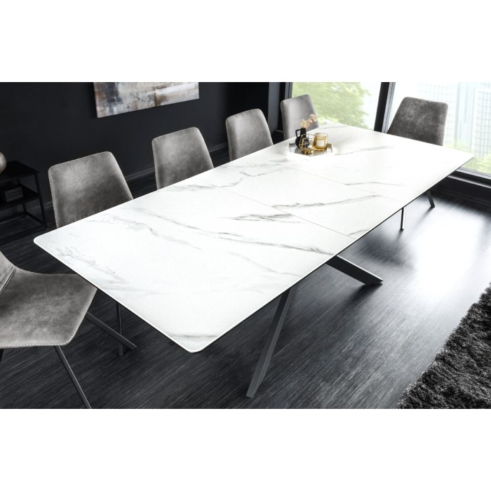 Table ARAVIS blanche extensible vue de haut
