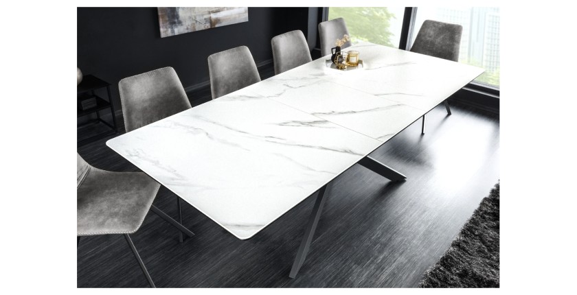 Table ARAVIS blanche extensible vue de haut