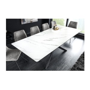 Table ARAVIS blanche extensible vue de haut