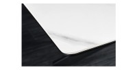 Zoom sur le coin de la table ARAVIS blanche extensible