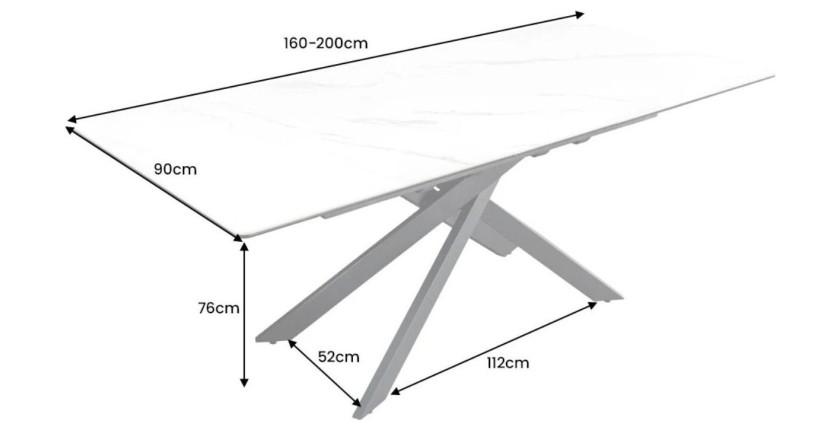 Table ARAVIS blanche extensible dimensions