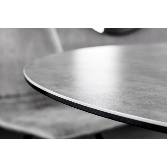 Zoom sur la tranche de la table ARAVIS ronde 120cm grise