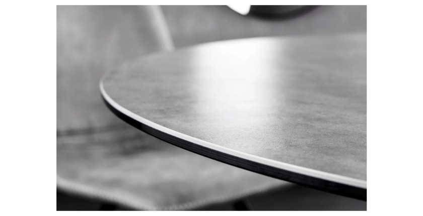 Zoom sur la tranche de la table ARAVIS ronde 120cm grise