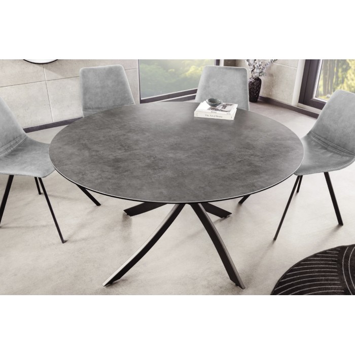 Table ARAVIS ronde 120cm grise vue de haut
