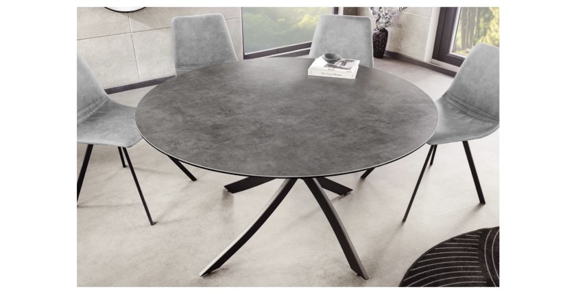 Table ARAVIS ronde 120cm grise vue de haut