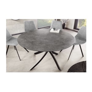 Table ARAVIS ronde 120cm grise vue de haut