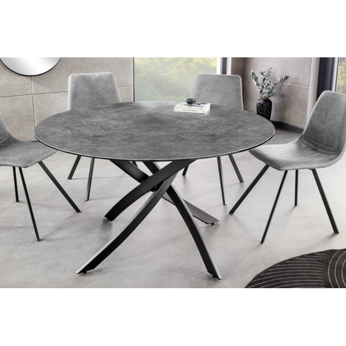 Table ARAVIS ronde 120cm grise mise en situation