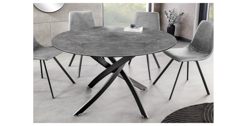 Table ARAVIS ronde 120cm grise mise en situation