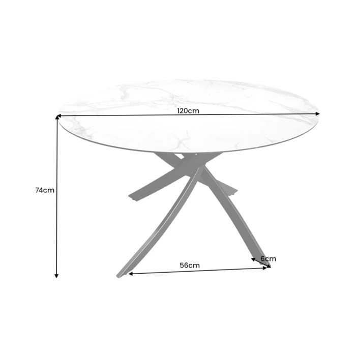 Table ARAVIS ronde 120cm grise dimensions