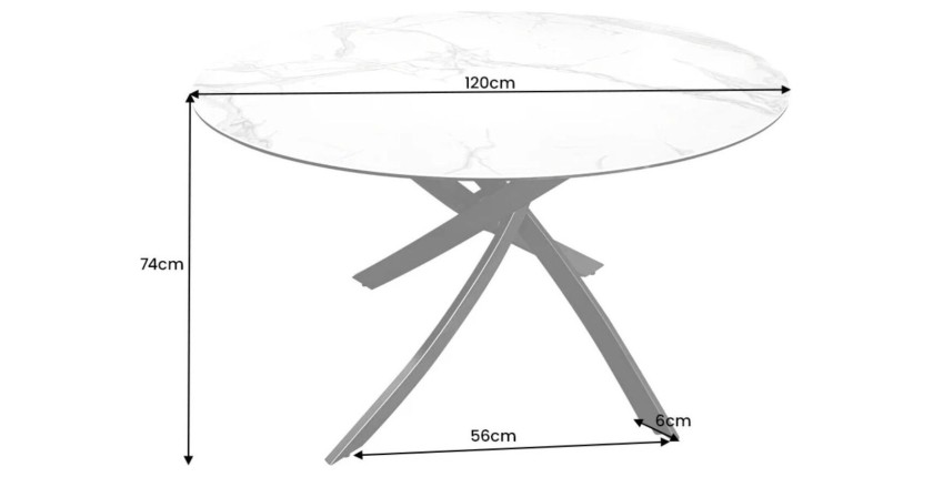 Table ARAVIS ronde 120cm grise dimensions