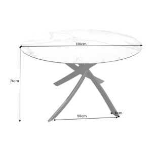Table ARAVIS ronde 120cm grise dimensions