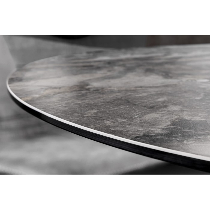 Zoom sur la tranche de la table ronde ARAVIS 120cm grise foncée