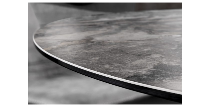 Zoom sur la tranche de la table ronde ARAVIS 120cm grise foncée