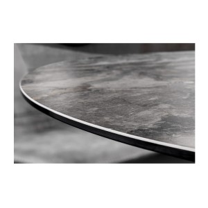 Zoom sur la tranche de la table ronde ARAVIS 120cm grise foncée