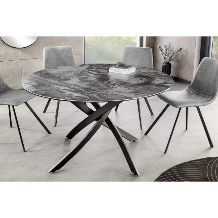 Table ronde ARAVIS 120cm grise foncée mise en situation