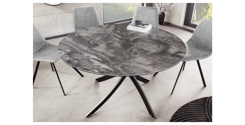 Table ronde ARAVIS 120cm grise foncée vue de haut