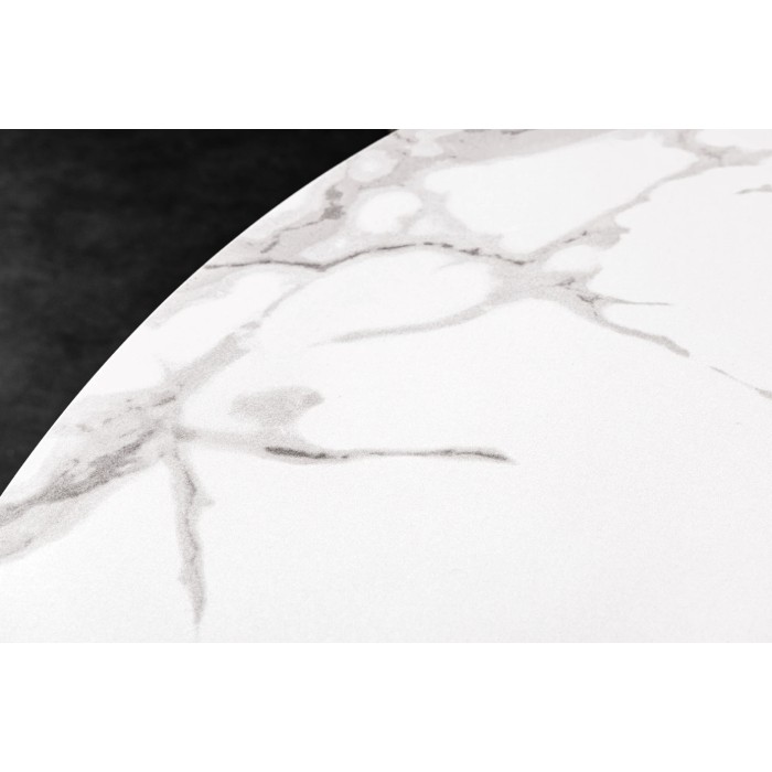 Zoom sur la matière du plateau de la table ronde ARAVIS 120cm blanche