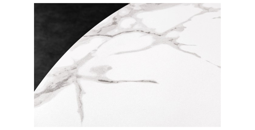 Zoom sur la matière du plateau de la table ronde ARAVIS 120cm blanche