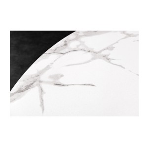 Zoom sur la matière du plateau de la table ronde ARAVIS 120cm blanche