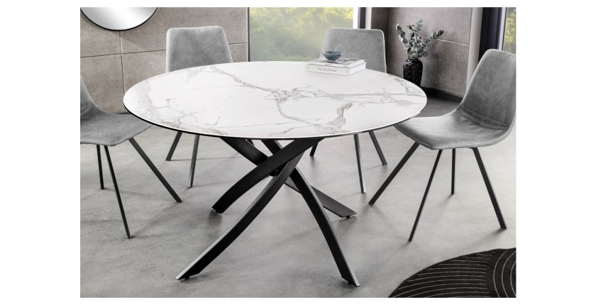 Table ronde ARAVIS 120cm blanche mise en situation