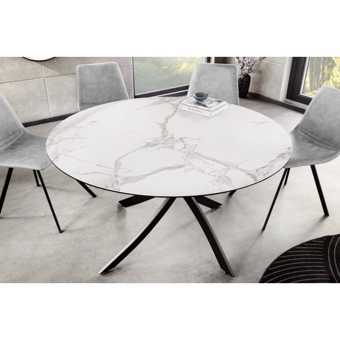 Table ronde ARAVIS 120cm blanche vue de haut